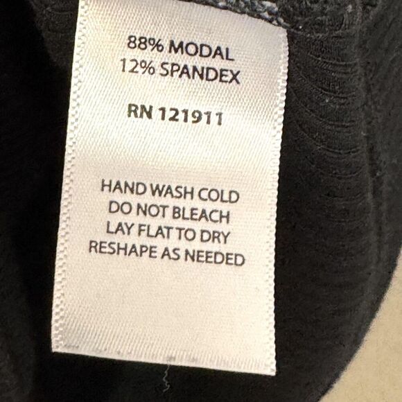 LNA Shirt Womens Small Black Ribbed Long Sleeve Henley Scoop Neck Modal Made USA - Picture 6 of 6